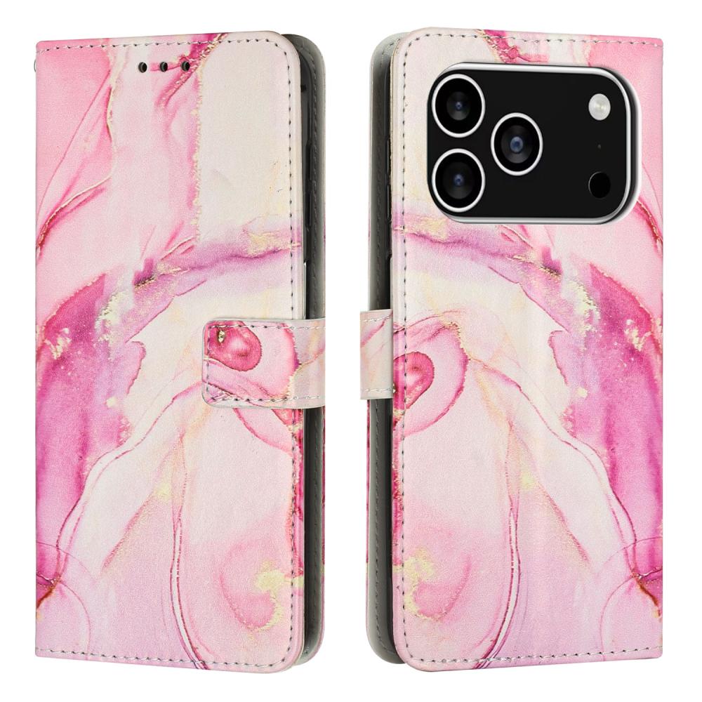  iPhone 17 Pro Fodral Läder Marmor Roséguld