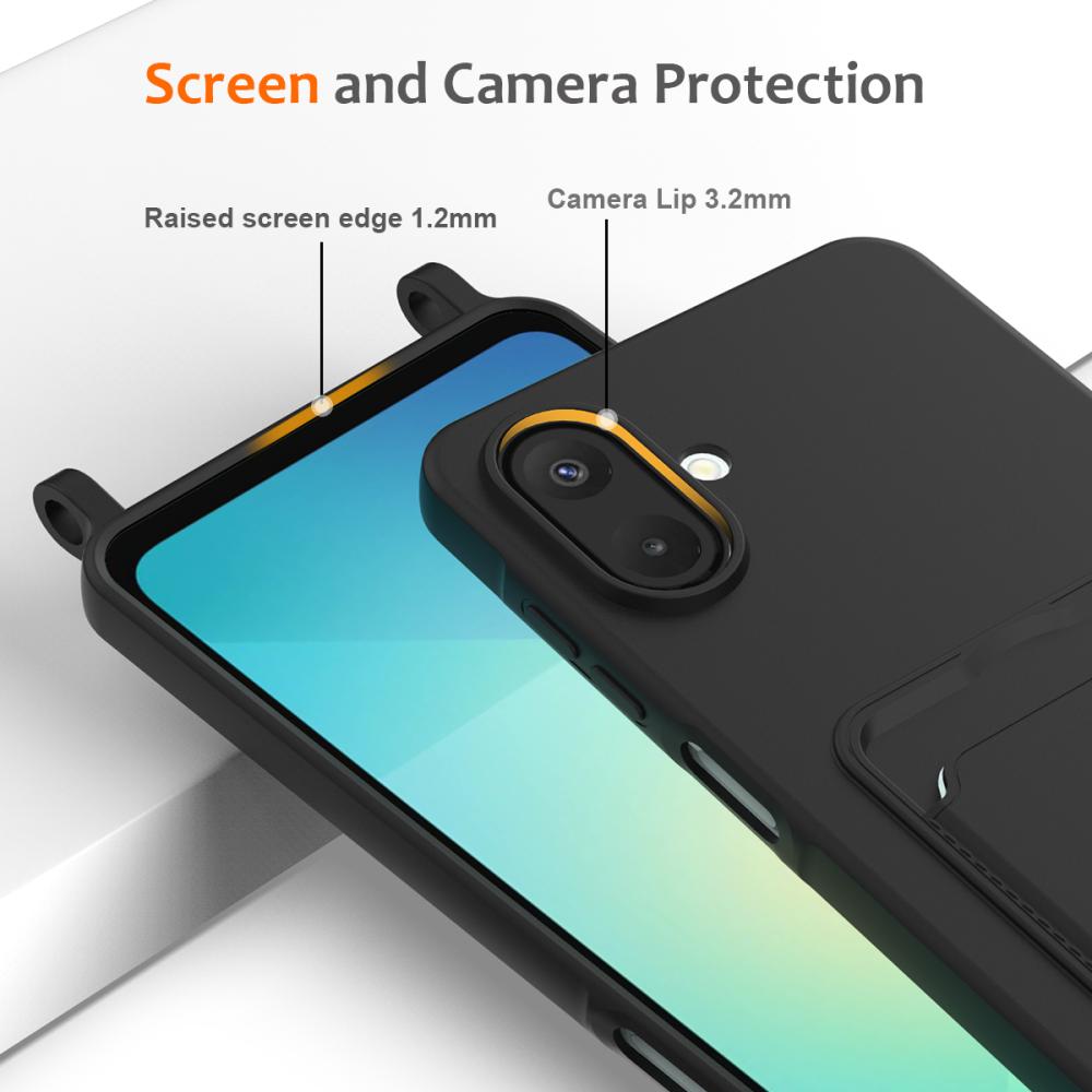  Samsung Galaxy A07 Skal Med Kortfack & Mobilsnöre Svart