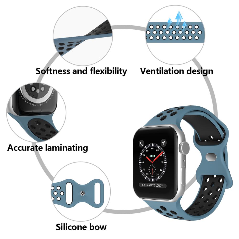 ColorPop Sportarmband Dual-Color Apple Watch 42/41/40/38 mm (S/M) Blå/Svart