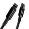 BASEUS Baseus 2m 20W PD USB-C - Lightning Flätad Nylon Kabel - Svart
