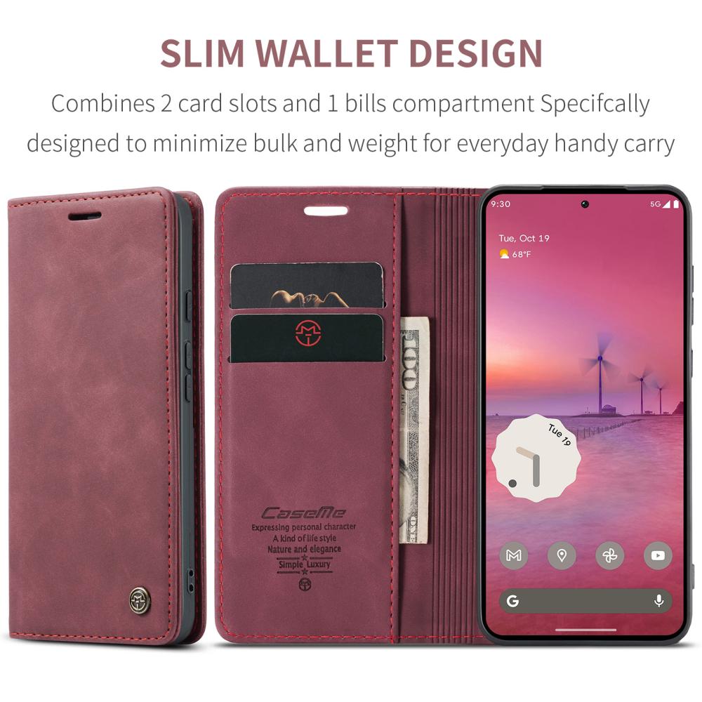CASEME CASEME Google Pixel 10a Fodral Flip Retro Läder Röd