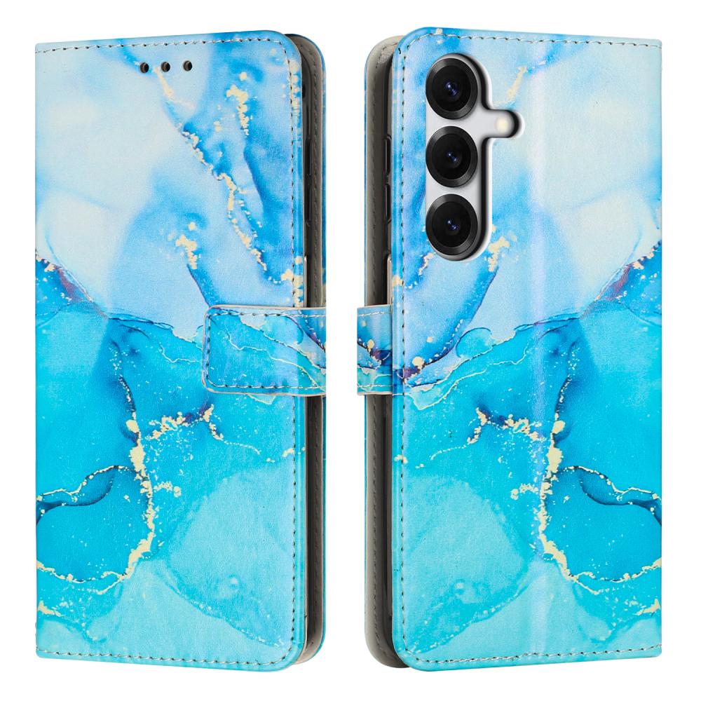  Samsung Galaxy S26 Fodral Läder Marmor Blå / Grön