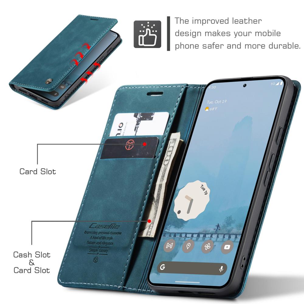 CASEME CASEME Google Pixel 10a Fodral Flip Retro Läder Blå