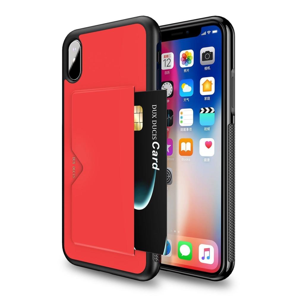  iPhone Xs Max Dux Ducis Skal Med Kortfack - Röd