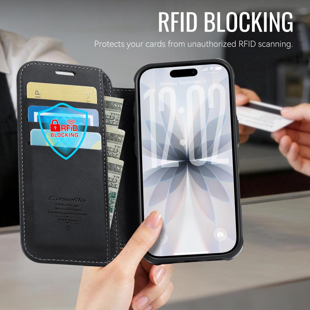 CASEME CASEME iPhone 17 Skal RFID Plånbok Svart
