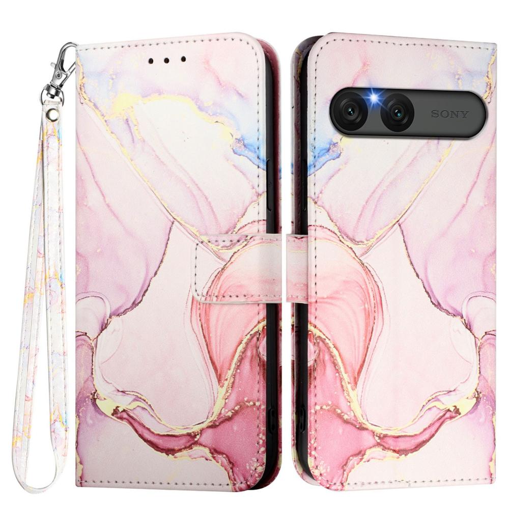  Sony Xperia 10 VII Fodral Läder Marmor Roséguld