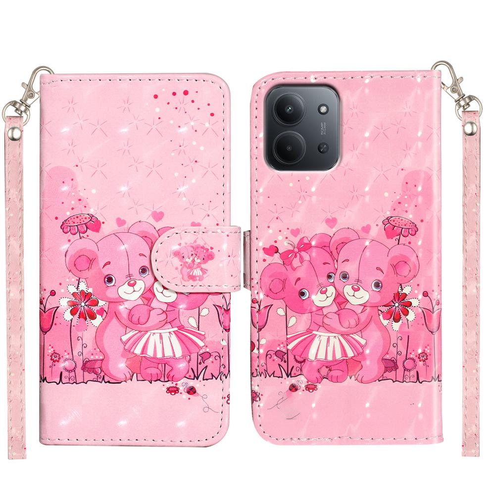  Xiaomi Redmi 15C Fodral Med Tryck Rosa Björnar