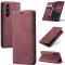 CASEME CASEME Galaxy S24 Plus Fodral Flip Retro Läder Vinröd