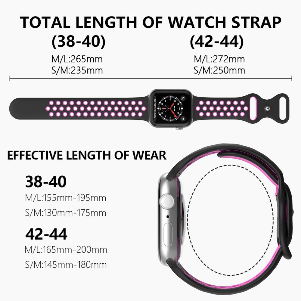 ColorPop Sportarmband Dual-Color Apple Watch 42/41/40/38 mm (S/M) Svart/Lila