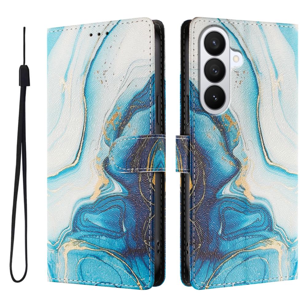  Samsung Galaxy S26 Fodral Med Tryck Blå Marmor