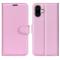  iPhone 16 Fodral Litchi Textur Läder Ljus Rosa