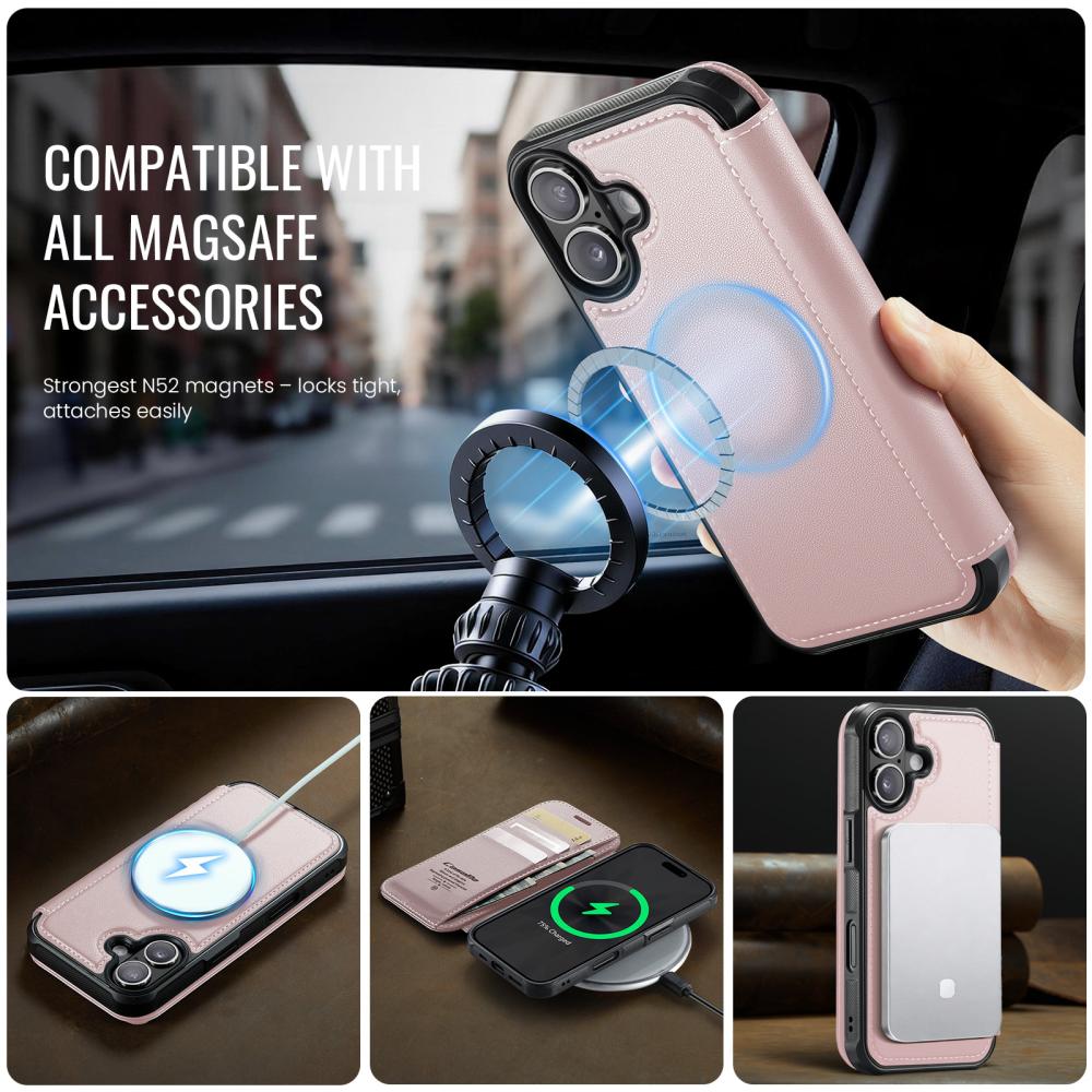 CASEME CASEME iPhone 17 Skal RFID Plånbok Roséguld