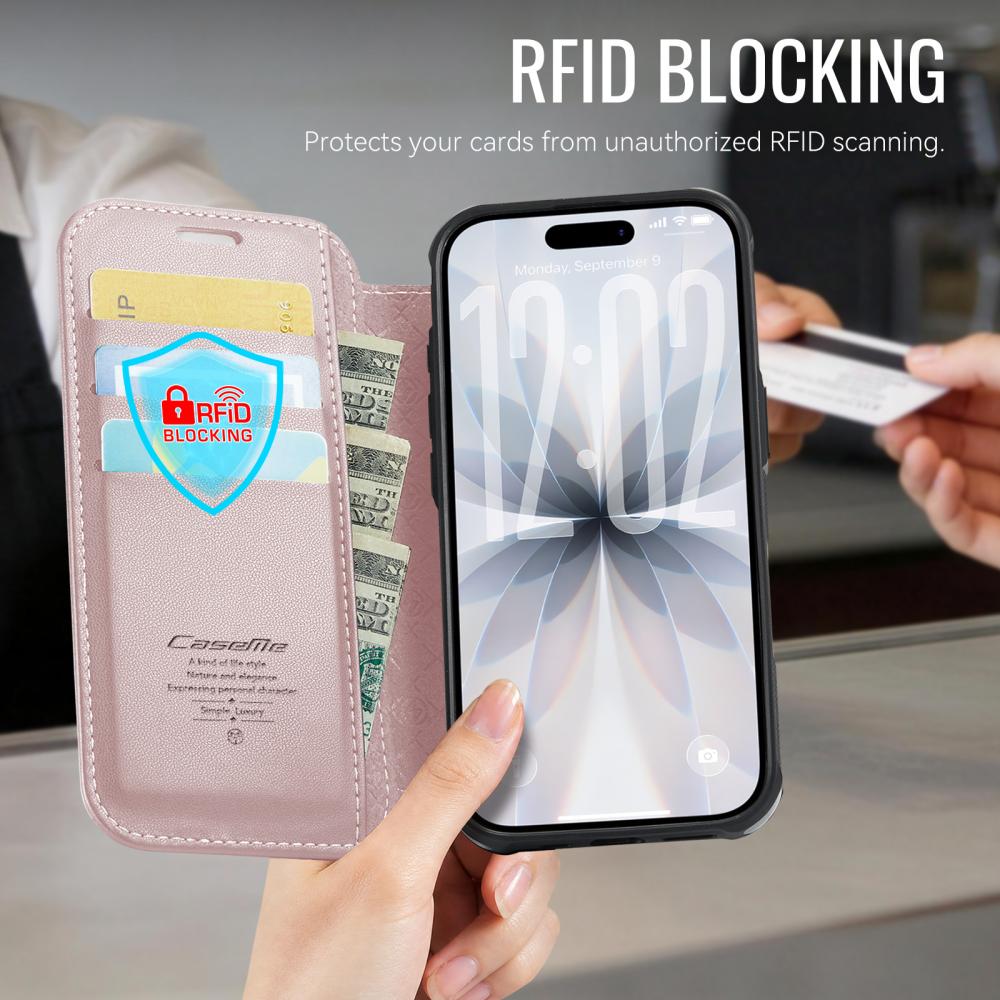 CASEME CASEME iPhone 17 Skal RFID Plånbok Roséguld