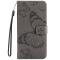  Samsung Galaxy S22 Plus Fodral Fjärilar Tryckt Läder Grå