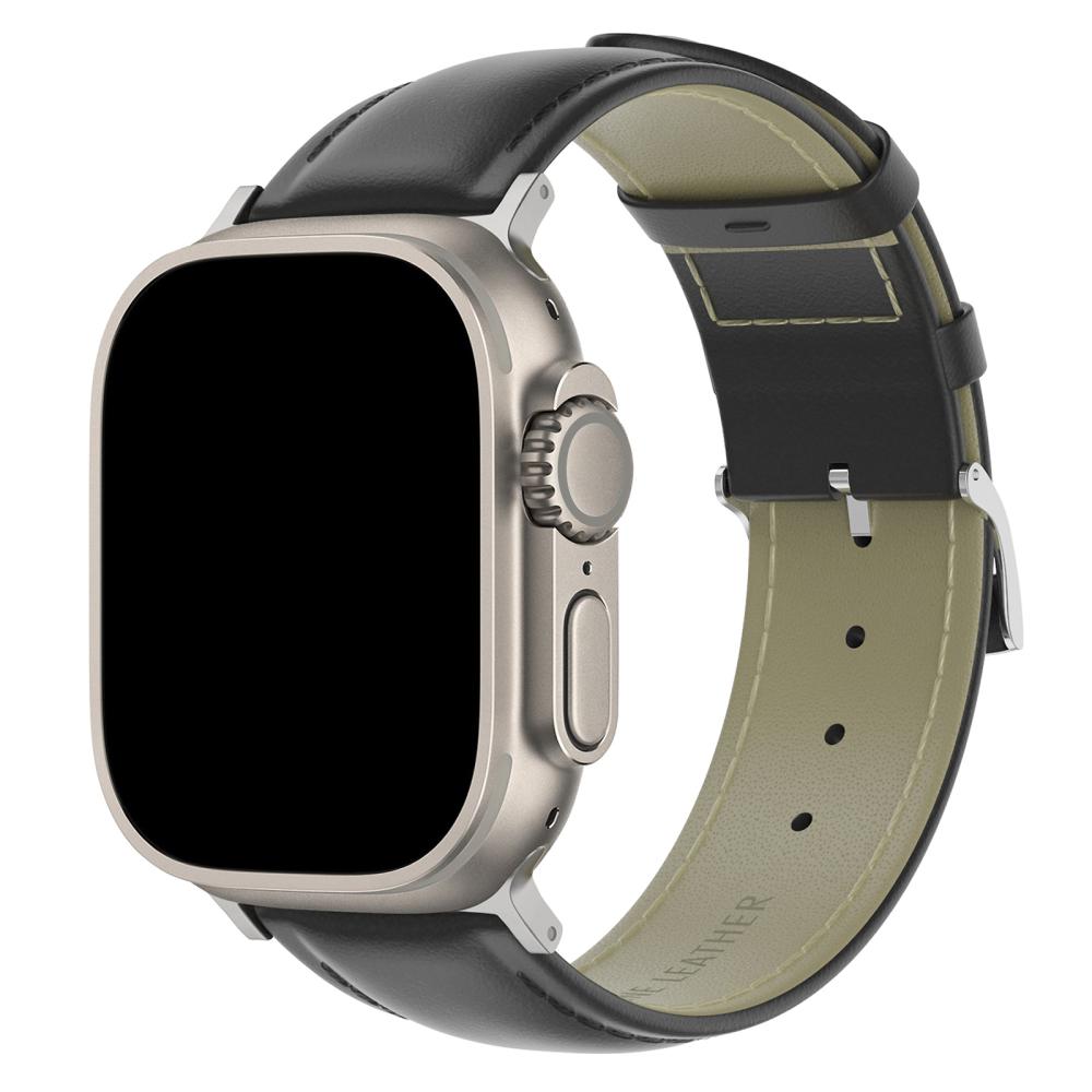 ColorPop Äkta Läder Armband Apple Watch 42/44/45/46/49 mm Svart
