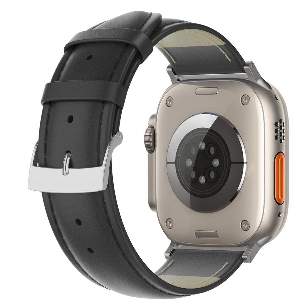ColorPop Äkta Läder Armband Apple Watch 42/44/45/46/49 mm Svart