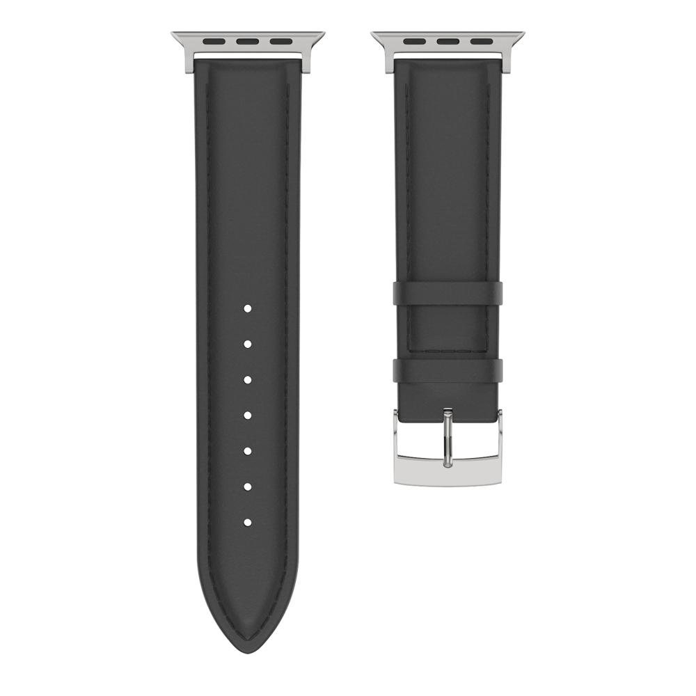 ColorPop Äkta Läder Armband Apple Watch 42/44/45/46/49 mm Svart