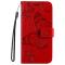  Samsung Galaxy S22 Plus Fodral Fjärilar Tryckt Läder Röd
