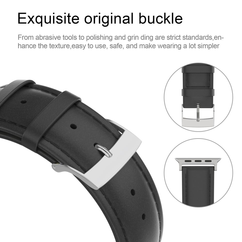 ColorPop Äkta Läder Armband Apple Watch 42/44/45/46/49 mm Svart