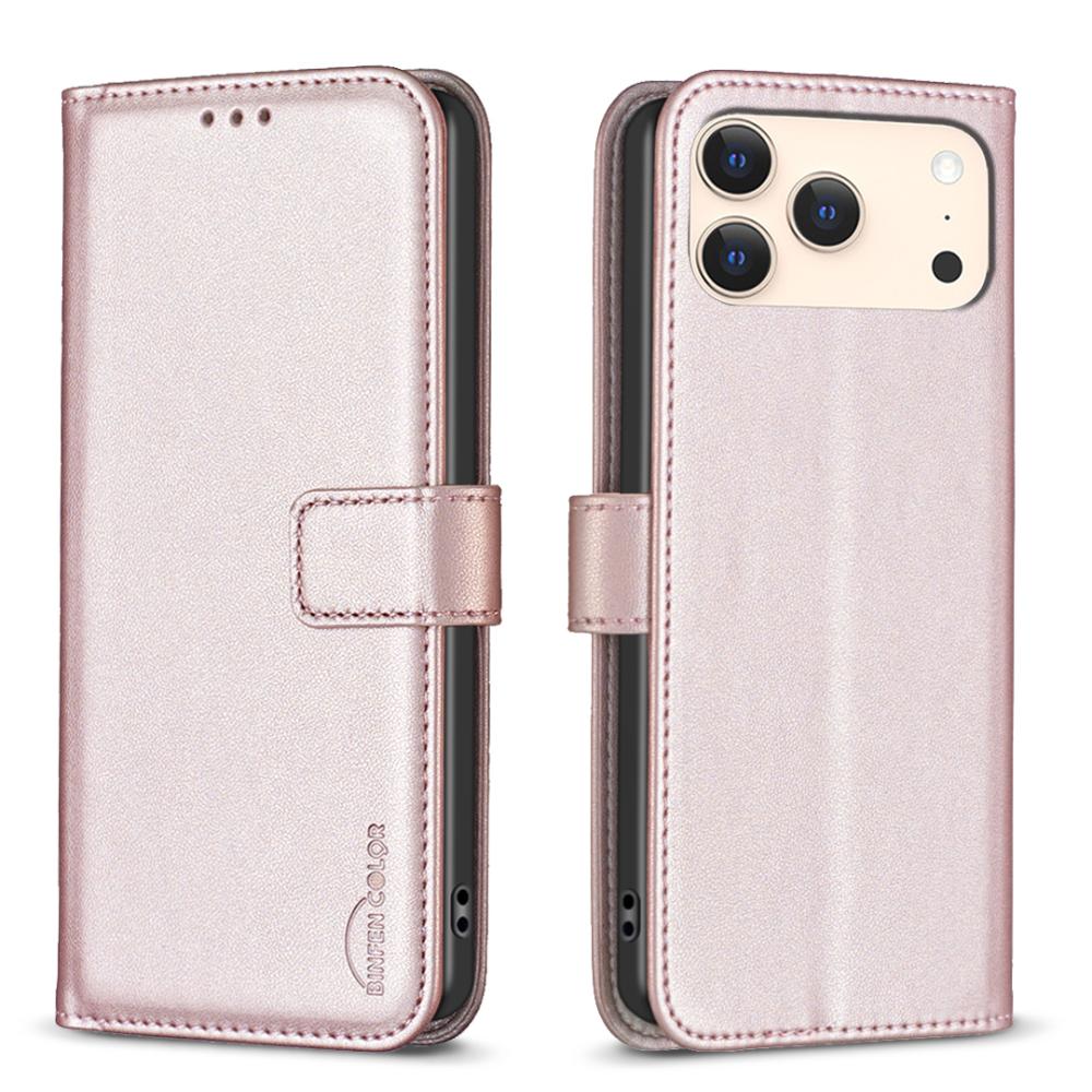 BINFEN BINFEN iPhone 17 Pro Max Fodral Läder Roséguld