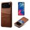  iPhone 17 Pro Max Skal Med Kortfack Läder Brun