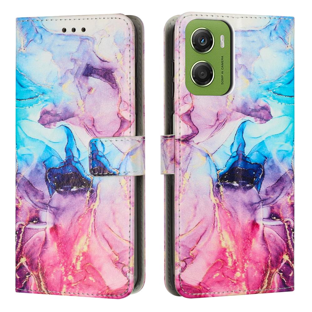  Motorola Moto G06 / G06 Power Fodral läder Marmor Rosa/Lila