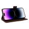  iPhone 15 Plus Fodral Litchi Textur Med Snodd Brun