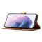  Samsung Galaxy S21 FE Fodral Premium Med Frontficka Brun