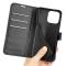  iPhone 16 Pro Fodral Litchi Läder Svart