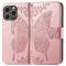  iPhone 15 Pro Max Fodral Läder Fjäril Tryck Roséguld