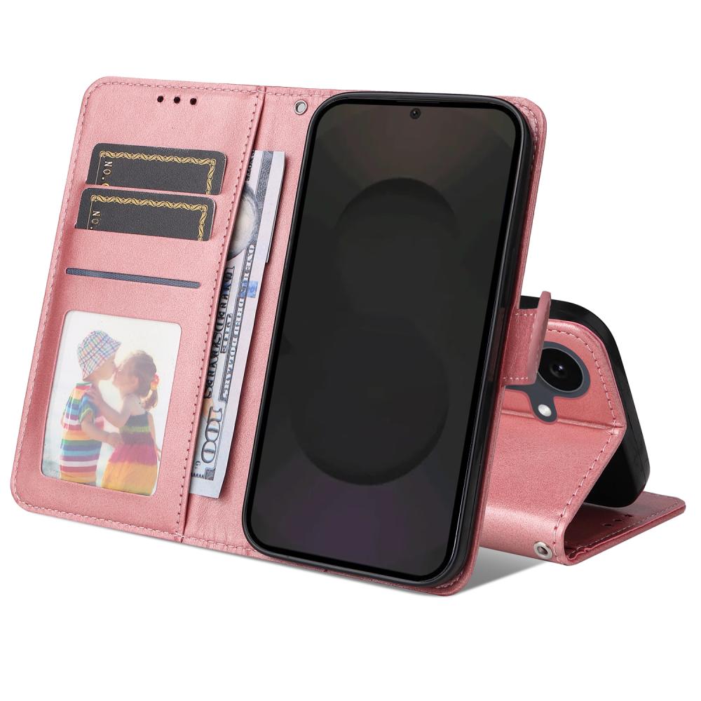  Samsung Galaxy S25 FE Plånboksfodral Läder Roséguld