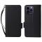  iPhone 15 Plus Fodral Litchi Textur Med Snodd Svart