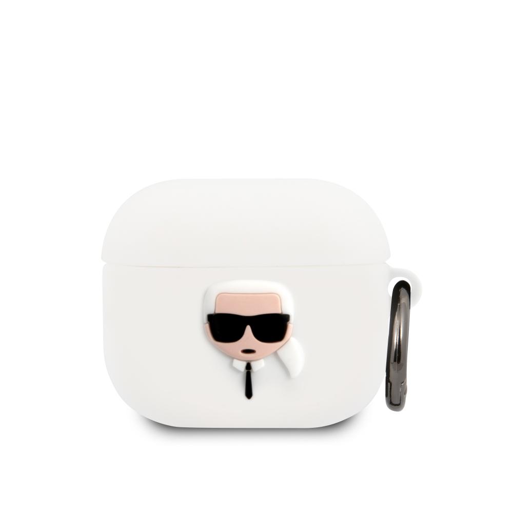 Karl Lagerfeld Karl Lagerfeld AirPods 3 Ikoniskt Silikon Skal Med Ring Vit