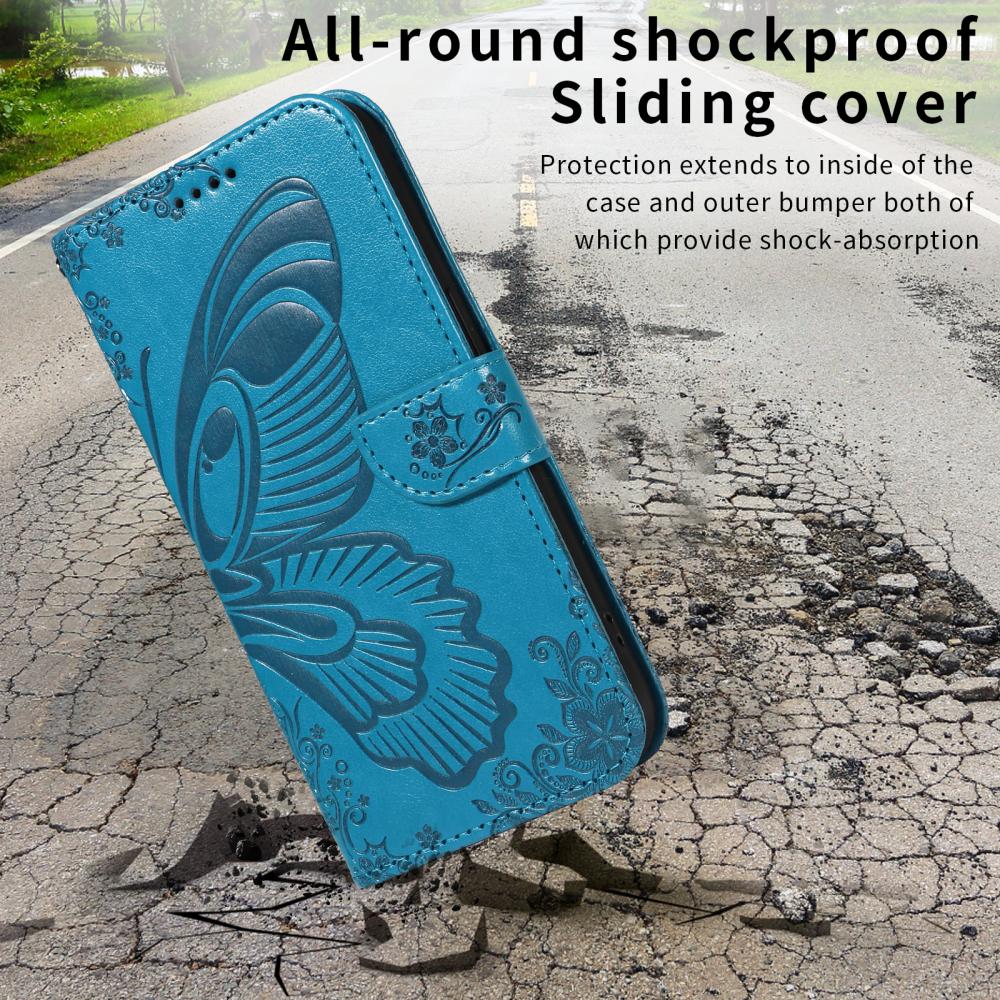  Motorola Edge 70 Fodral Med Fjäril Tryck Blå