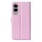  Samsung Galaxy S25 Edge Fodral Litchi Läder Ljus Rosa