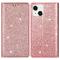  iPhone 15 Plus Fodral Flip Glitter Roséguld