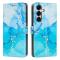  Samsung Galaxy S26 Plus Fodral Läder Marmor Blå / Grön