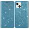  iPhone 15 Plus Fodral Flip Glitter Blå