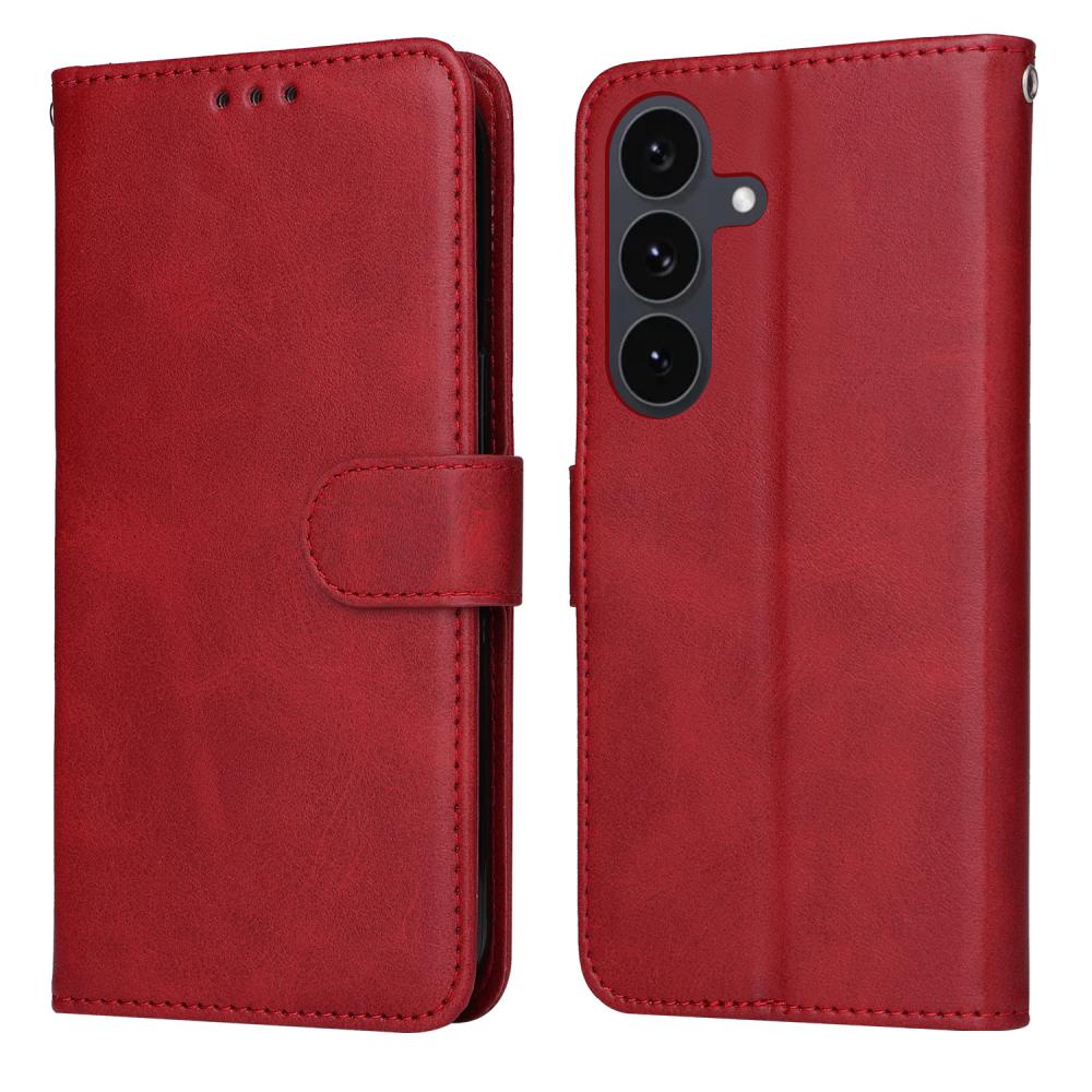  Samsung Galaxy S25 FE Plånboksfodral Läder Röd