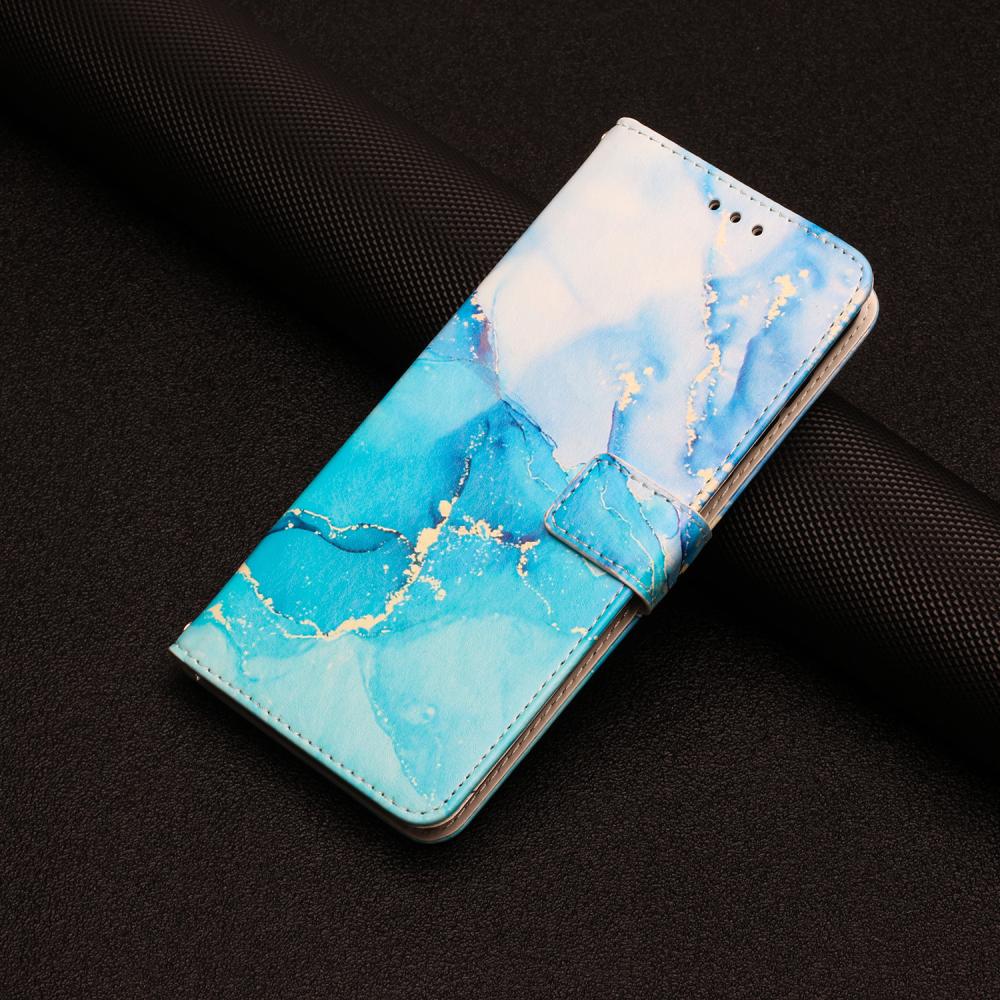  Samsung Galaxy S26 Plus Fodral Läder Marmor Blå / Grön