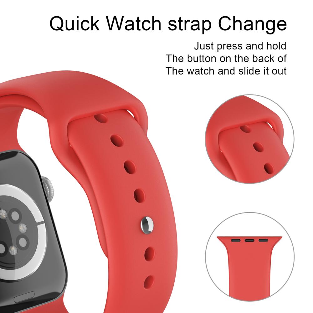 ColorPop Apple Watch 42/44/45/46/49 mm Silikon Armband (S/M) Röd