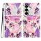  Samsung Galaxy A27 5G Fodral Läder Blommor Rosa/Lila