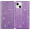 iPhone 15 Plus Fodral Flip Glitter Lila
