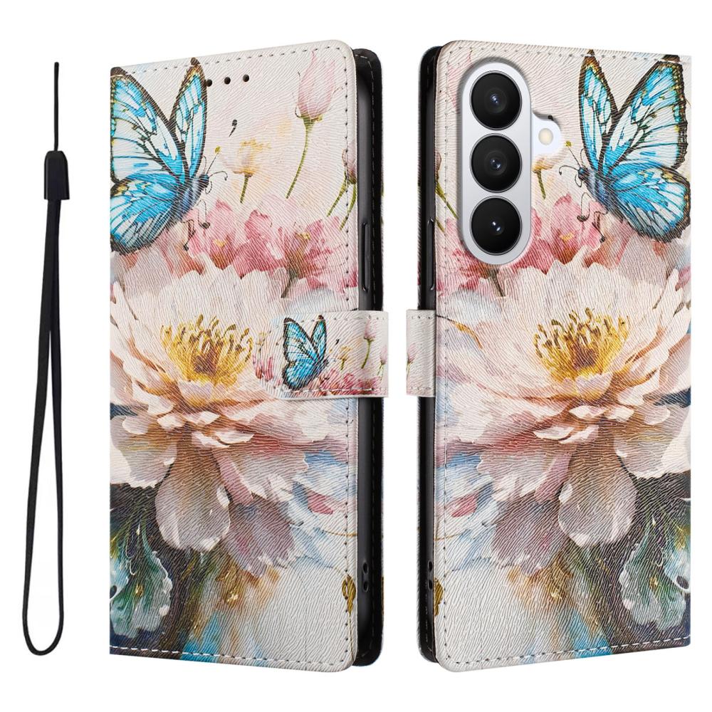  Samsung Galaxy S26 Fodral Med Tryck Blommor/Fjärilar