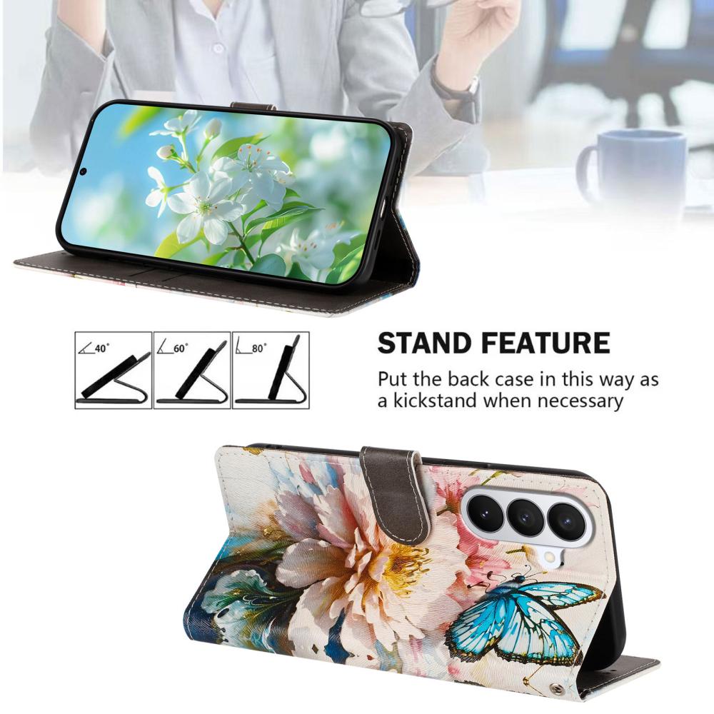  Samsung Galaxy S26 Fodral Med Tryck Blommor/Fjärilar