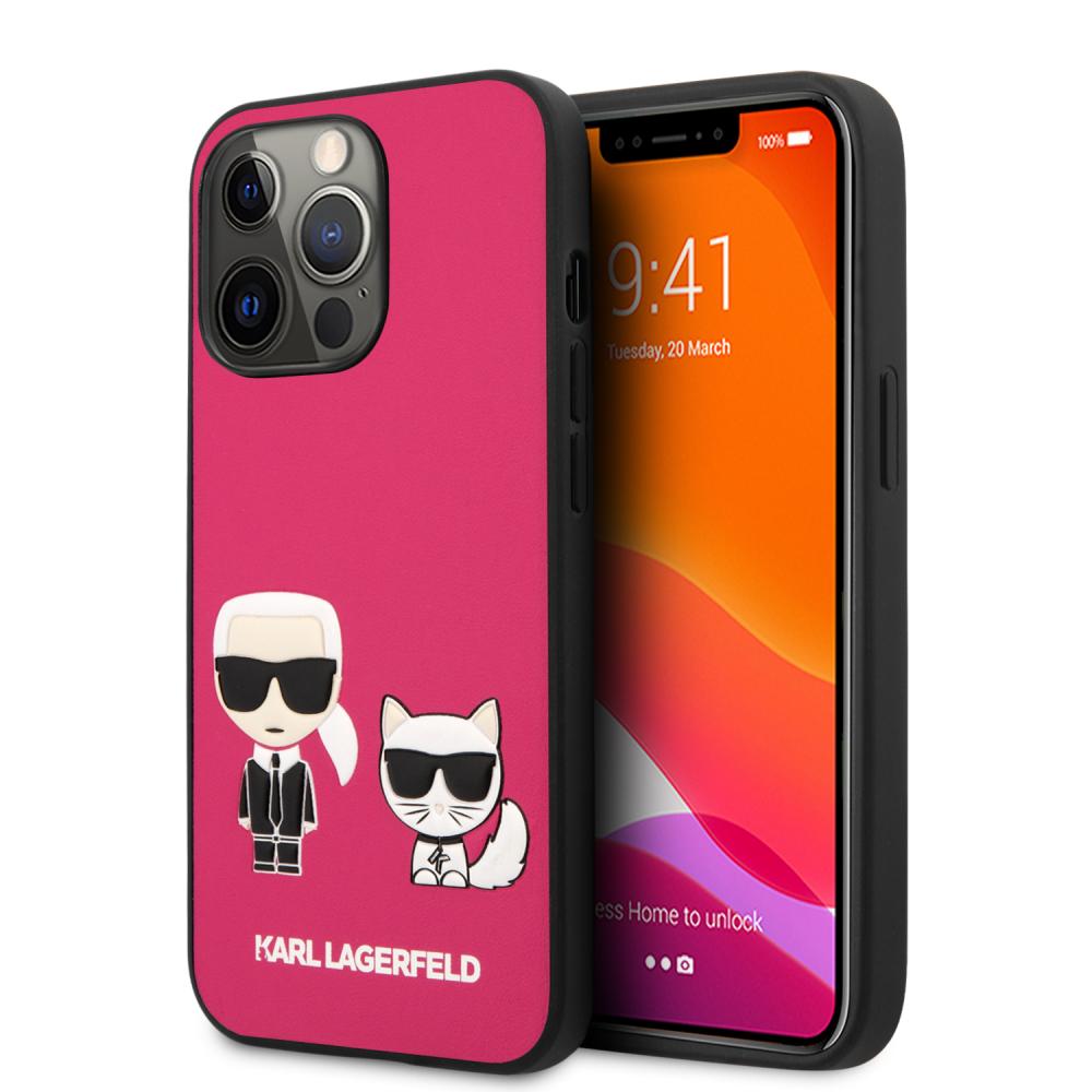 Karl Lagerfeld Karl Lagerfeld iPhone 13 Pro Skal Karl & Choupette PU Läder Fuchsia