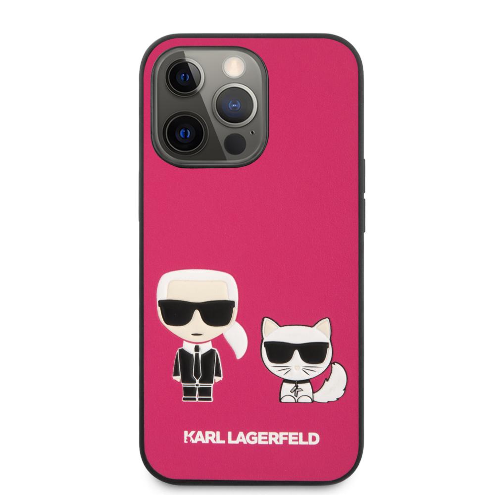Karl Lagerfeld Karl Lagerfeld iPhone 13 Pro Skal Karl & Choupette PU Läder Fuchsia