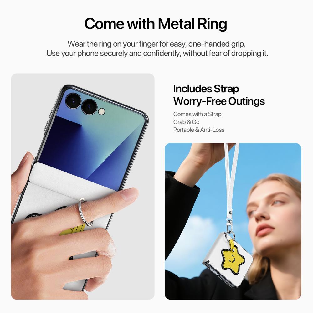 DUX DUCIS DUX DUCIS Samsung Galaxy Z Flip 8 Skal PU-Läder Stjärna Vit