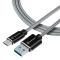 Tactical Tactical 30cm 15W 3A USB-C Laddkabel Nylon Grå