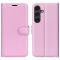  Samsung Galaxy S25 Fodral Litchi Läder Ljus Rosa